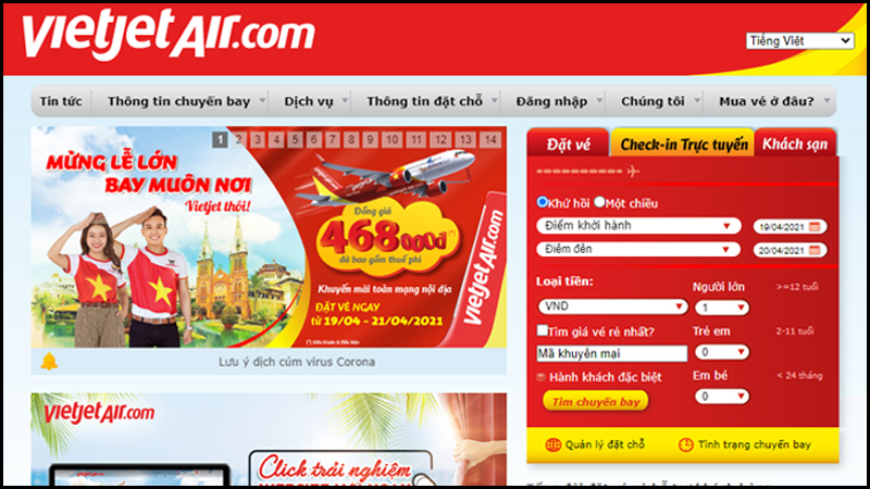Website VietJetAir.com